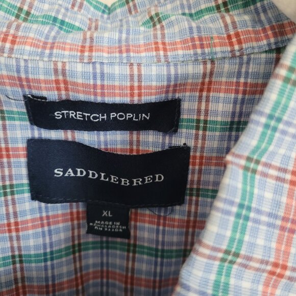 Saddlebred Mens Green Blue Plaid Short Sleeve Shirt Size XL - Picture 5 of 12